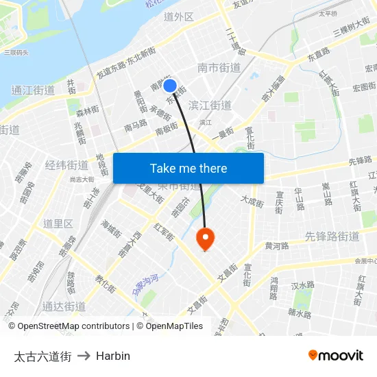 太古六道街 to Harbin map
