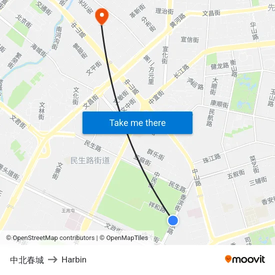 中北春城 to Harbin map