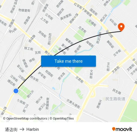 通达街 to Harbin map