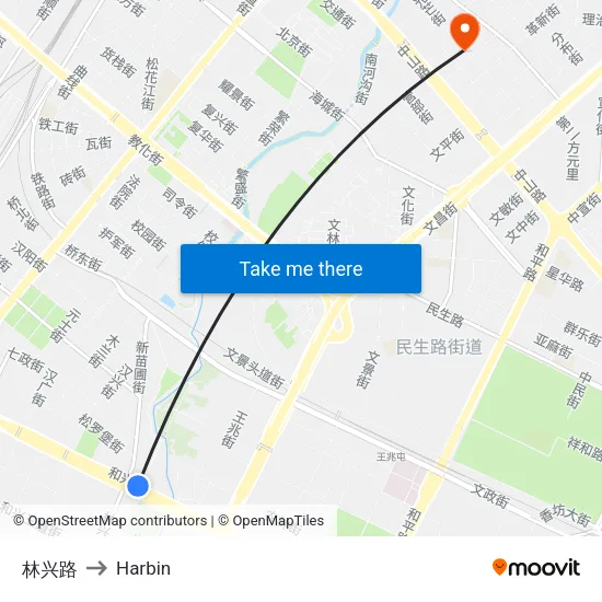 林兴路 to Harbin map