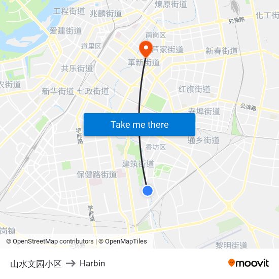 山水文园小区 to Harbin map