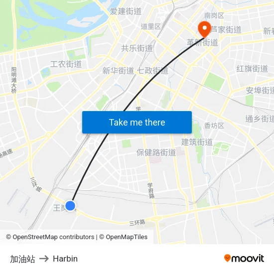 加油站 to Harbin map