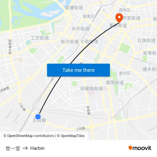 世一堂 to Harbin map