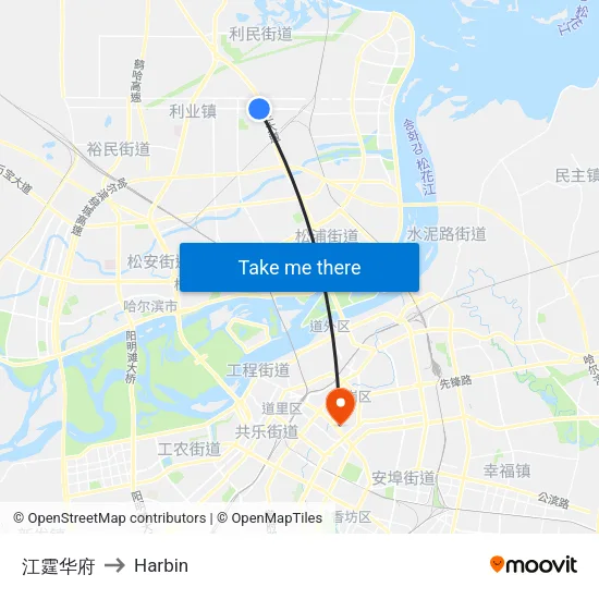 江霆华府 to Harbin map