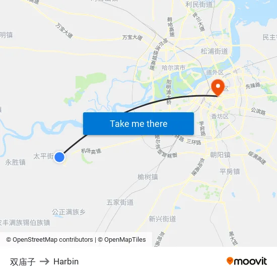 双庙子 to Harbin map