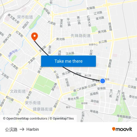 公滨路 to Harbin map