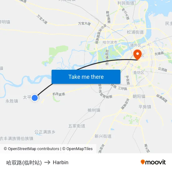 哈双路(临时站) to Harbin map