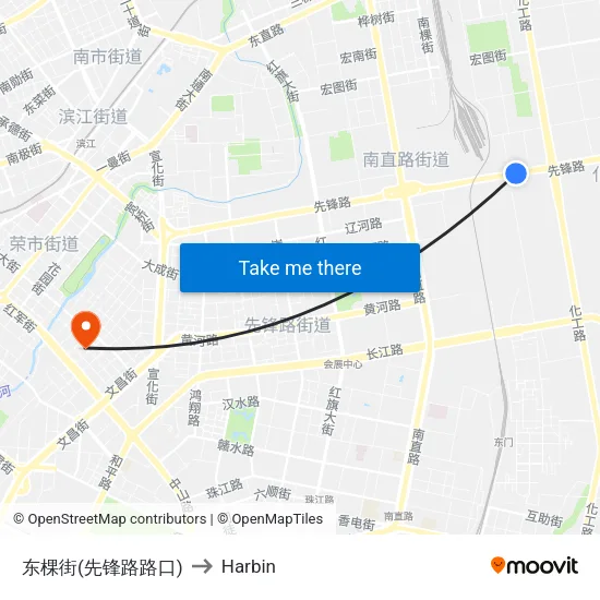 东棵街(先锋路路口) to Harbin map