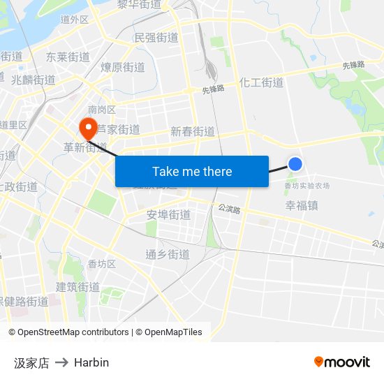 汲家店 to Harbin map