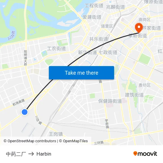 中药二厂 to Harbin map