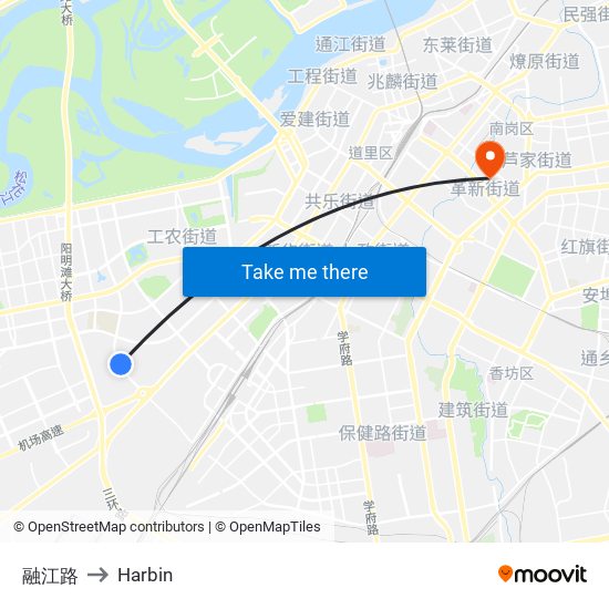 融江路 to Harbin map