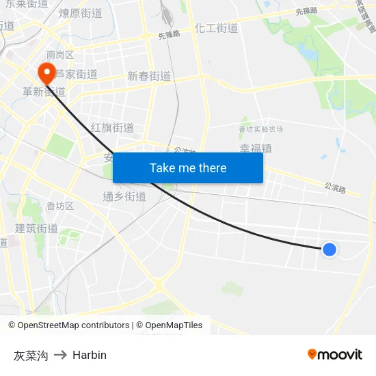 灰菜沟 to Harbin map