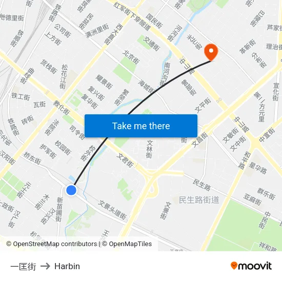 一匡街 to Harbin map