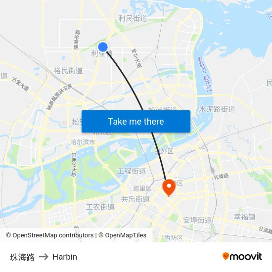 Zhuhai Road to Harbin map