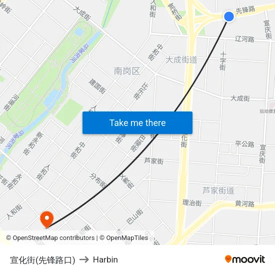 宣化街(先锋路口) to Harbin map