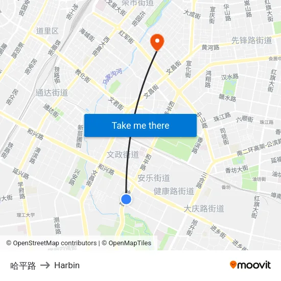 Haping Road to Harbin map