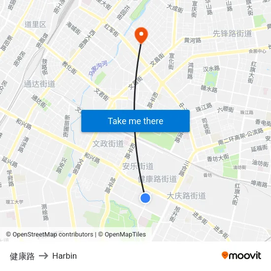 健康路 to Harbin map