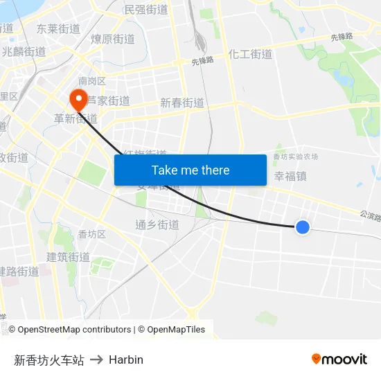 新香坊火车站 to Harbin map