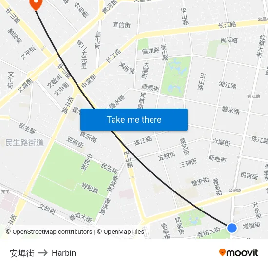 An Bu Street to Harbin map
