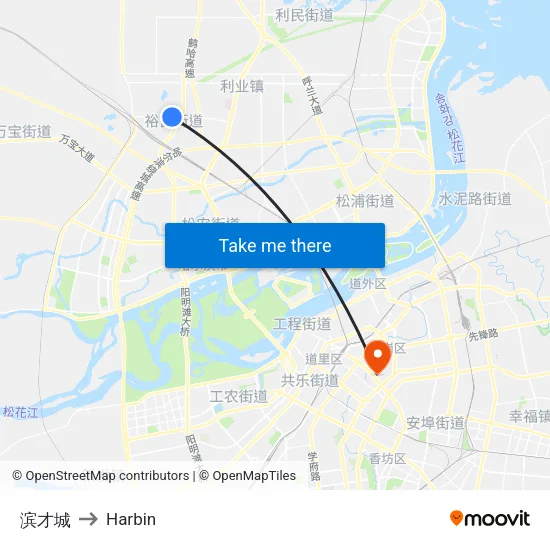 滨才城 to Harbin map