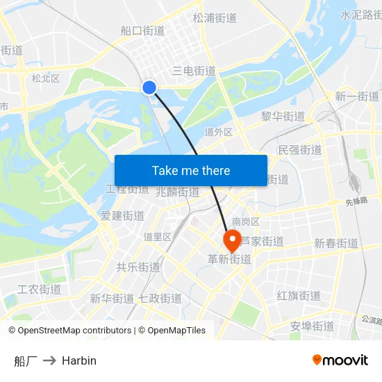 船厂 to Harbin map