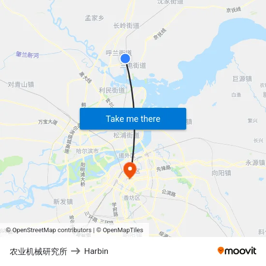 Agricultural Machinery Research Institute to Harbin map