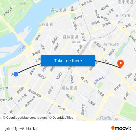 河山街 to Harbin map