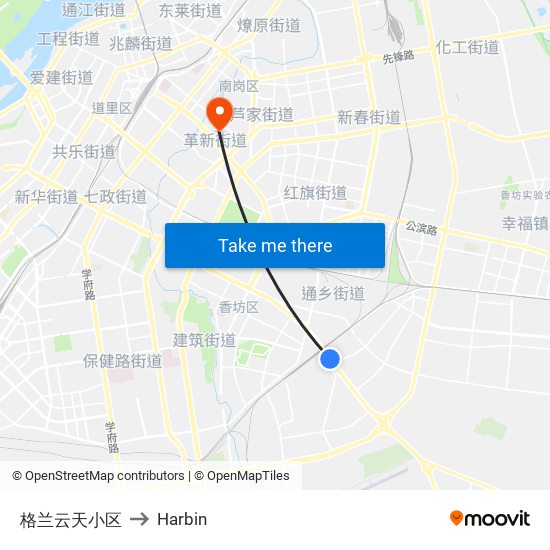 格兰云天小区 to Harbin map