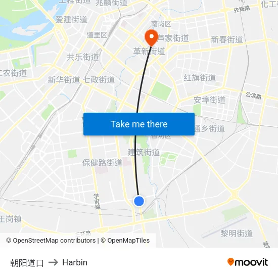 朝阳道口 to Harbin map