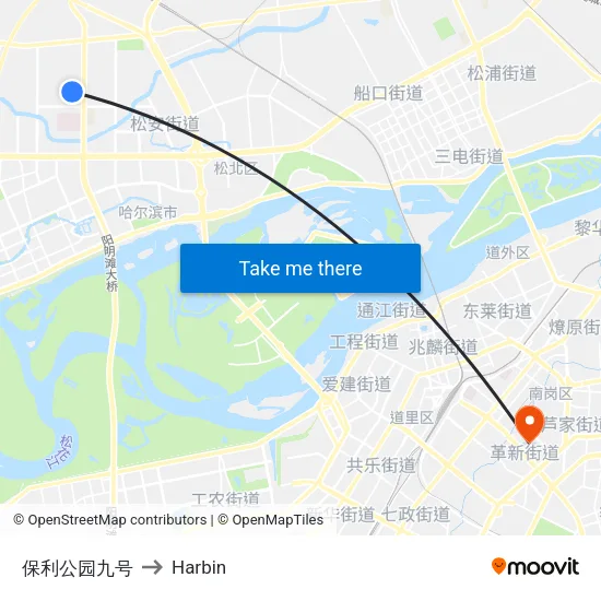 保利公园九号 to Harbin map