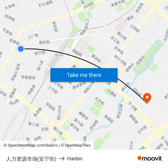 Human Resources Market (Anning Street) to Harbin map