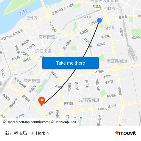 新江桥市场 to Harbin map