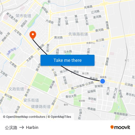 公滨路 to Harbin map