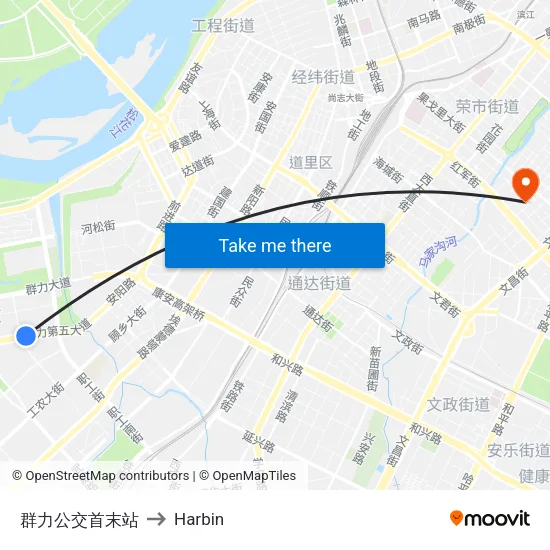 群力公交首末站 to Harbin map