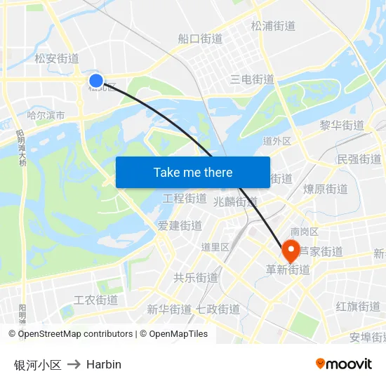 银河小区 to Harbin map