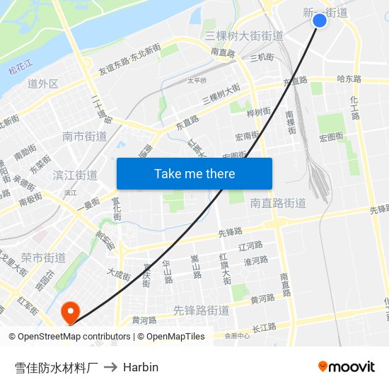 雪佳防水材料厂 to Harbin map