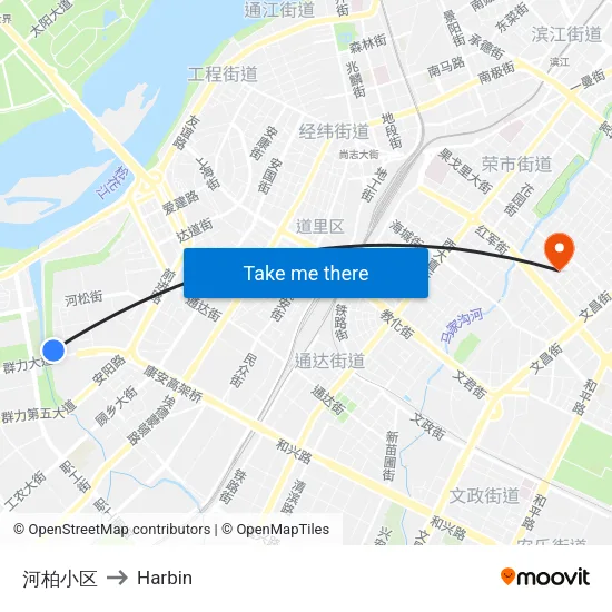 河柏小区 to Harbin map
