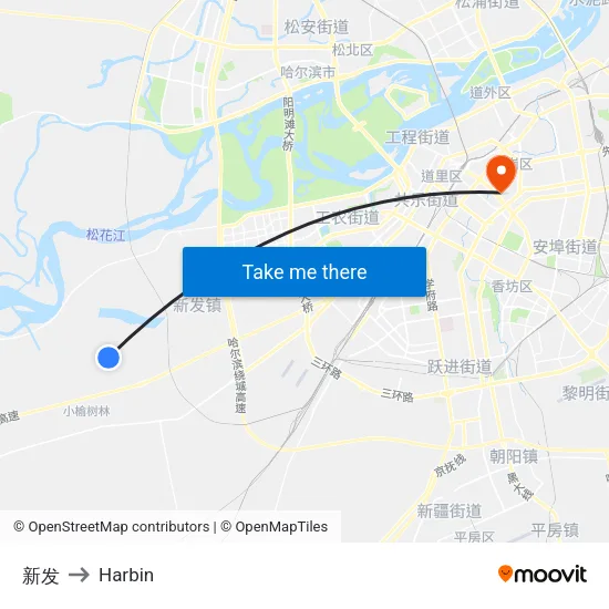 New Development to Harbin map