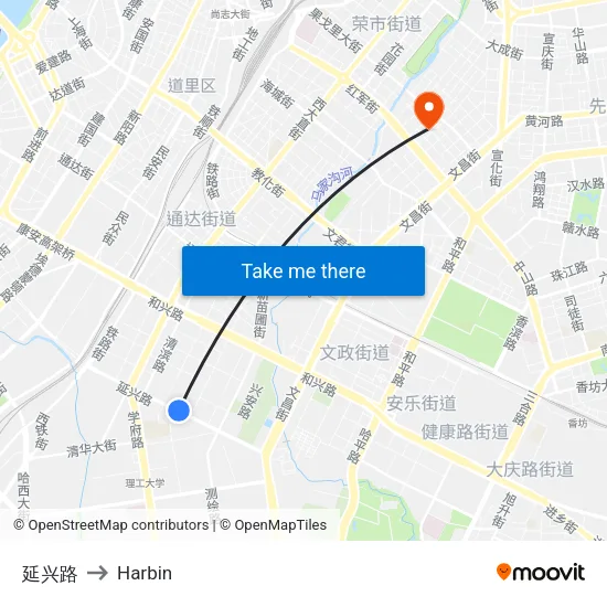 延兴路 to Harbin map