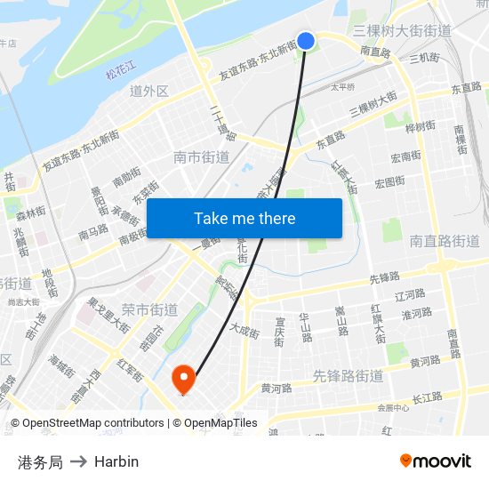 港务局 to Harbin map