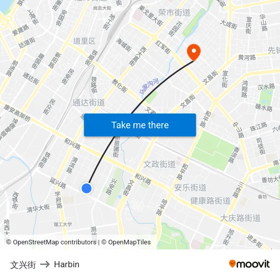 文兴街 to Harbin map