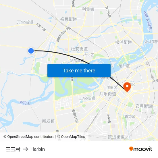 王玉村 to Harbin map