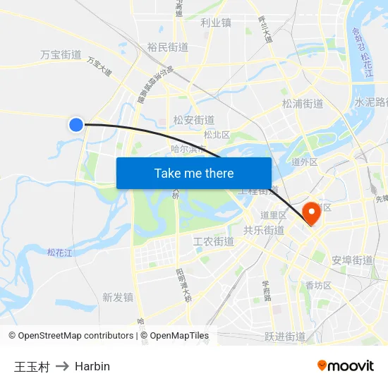 王玉村 to Harbin map