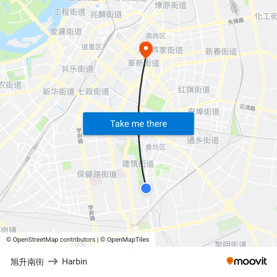 旭升南街 to Harbin map