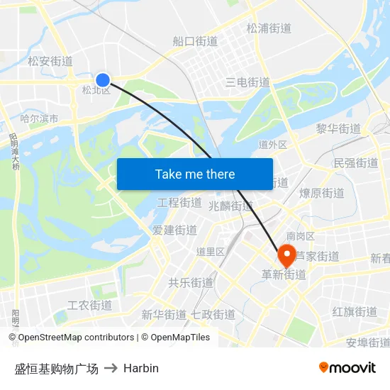 盛恒基购物广场 to Harbin map