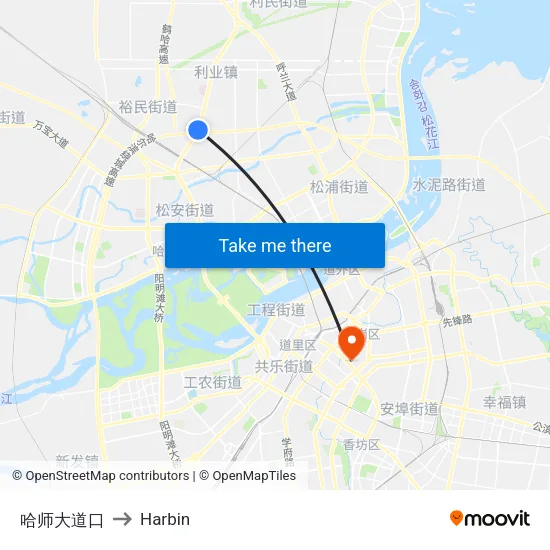 哈师大道口 to Harbin map