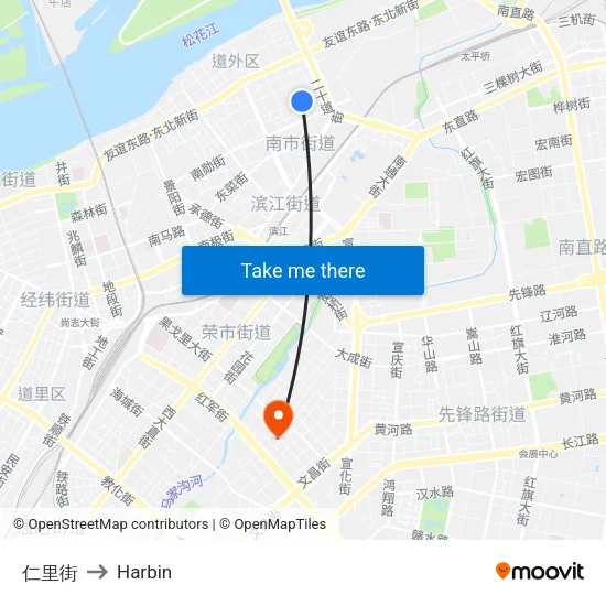 仁里街 to Harbin map