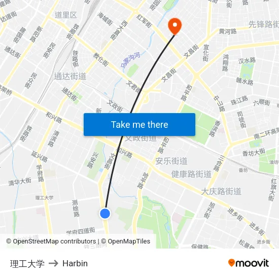 理工大学 to Harbin map