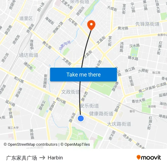 广东家具广场 to Harbin map