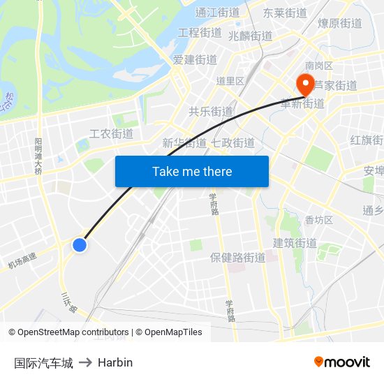 国际汽车城 to Harbin map